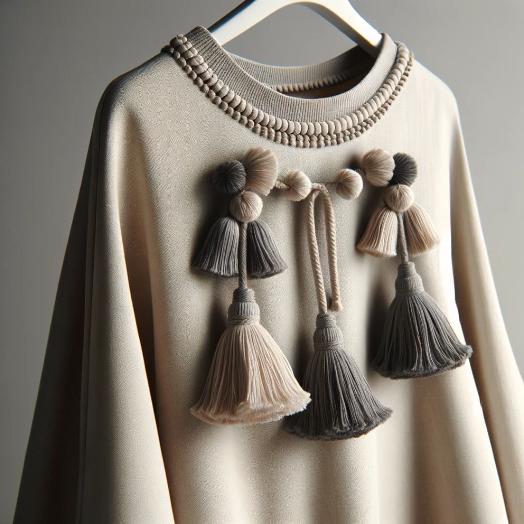 Here is the image of a tunic top embellished with tassels from a curtain tieback