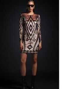 Μίνι φόρεμα Divinity από βελούδο με tribal print και ανοιχτή πλάτη, από την Peace + Chaos