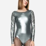 Bodysuit In Metallic Foil