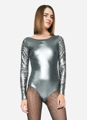 Bodysuit In Metallic Foil