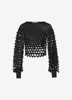 Cropped Long-Sleeved Top in Black