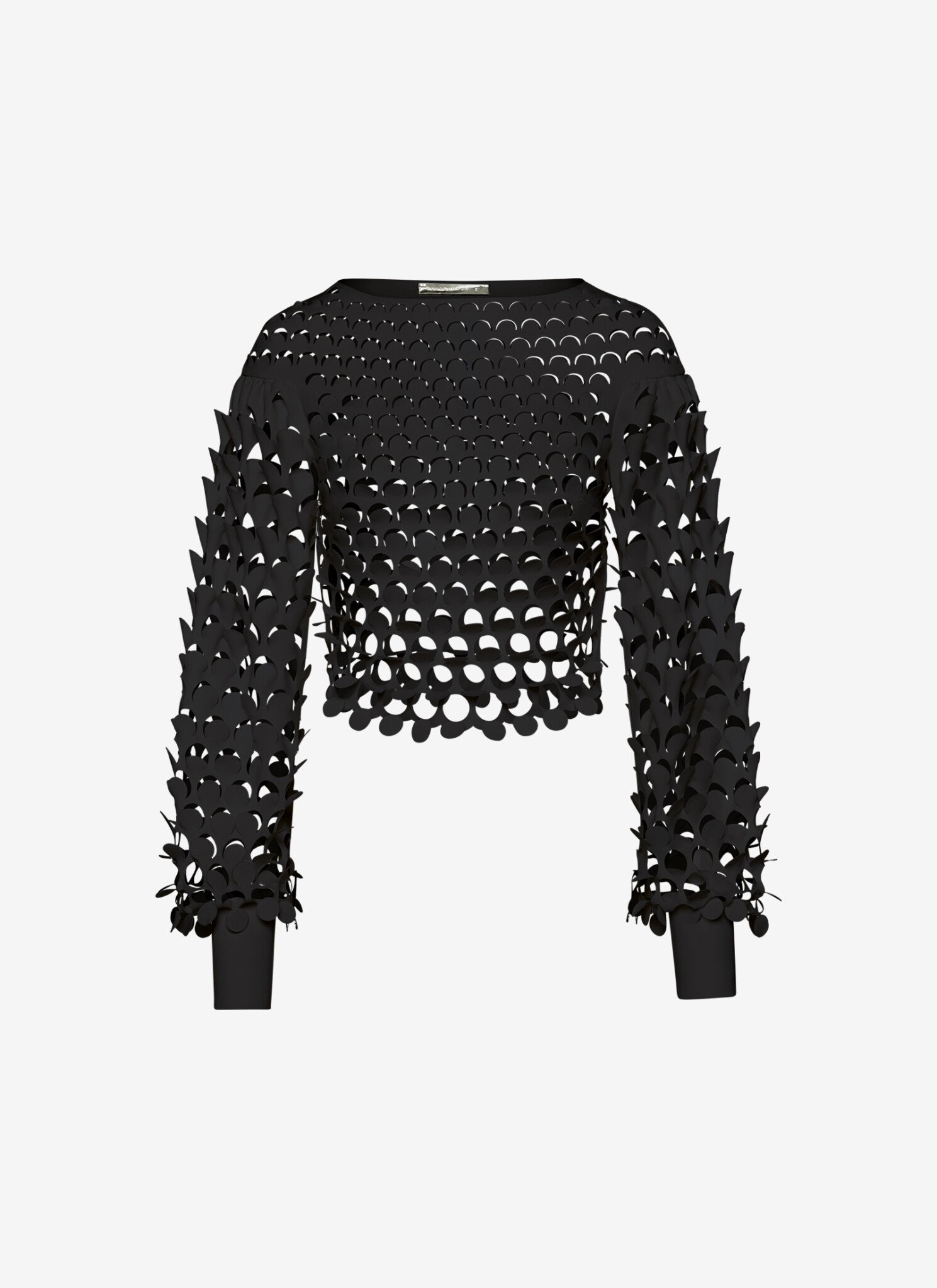 Cropped Long-Sleeved Top in Black