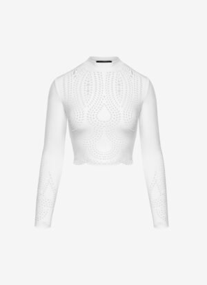 Cropped Long-Sleeved Top in White