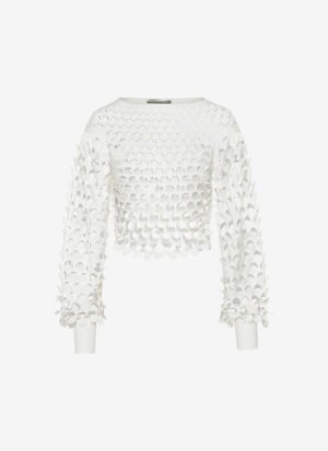 Cropped Long-Sleeved Top in White