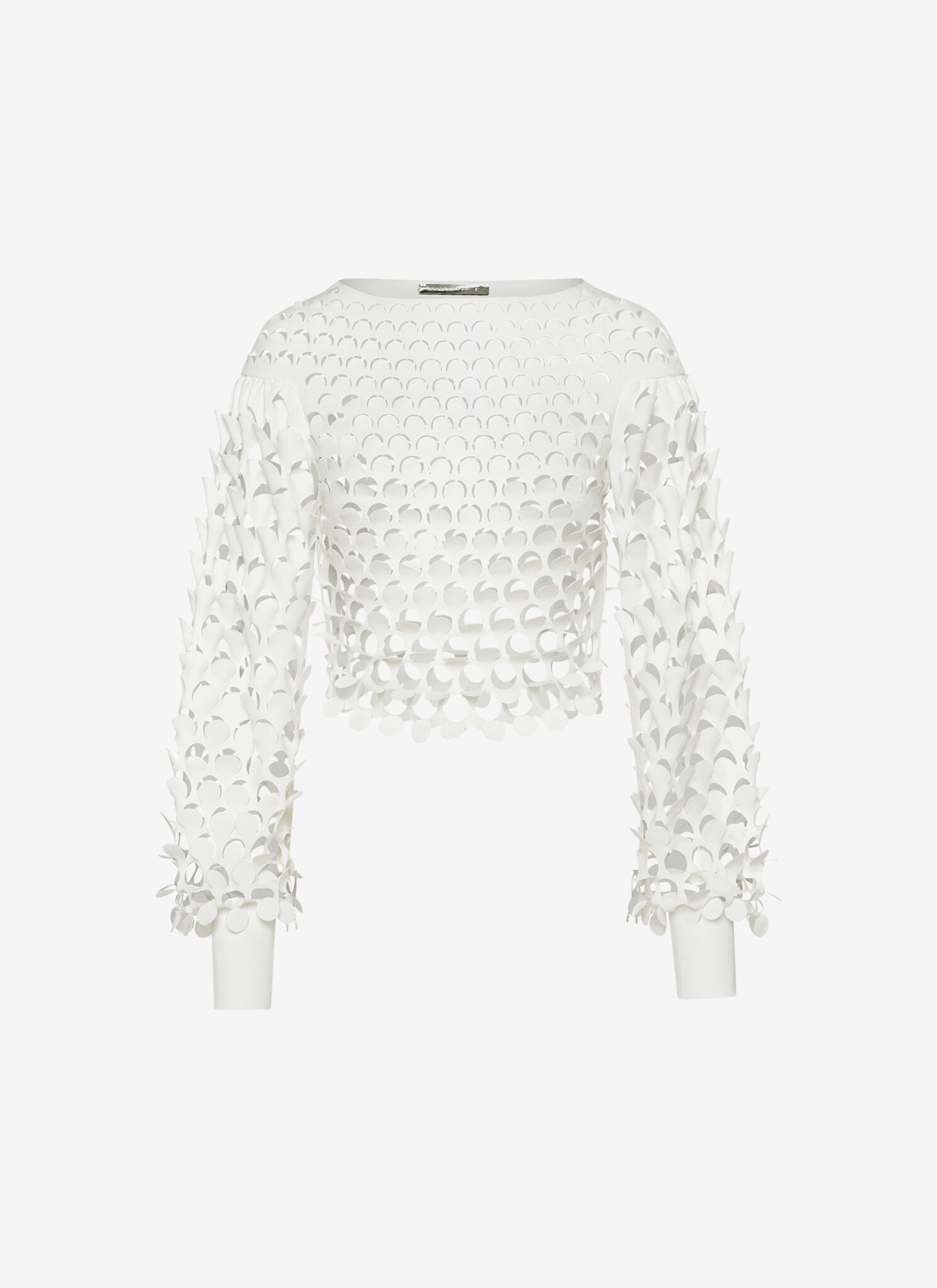 Cropped Long-Sleeved Top in White