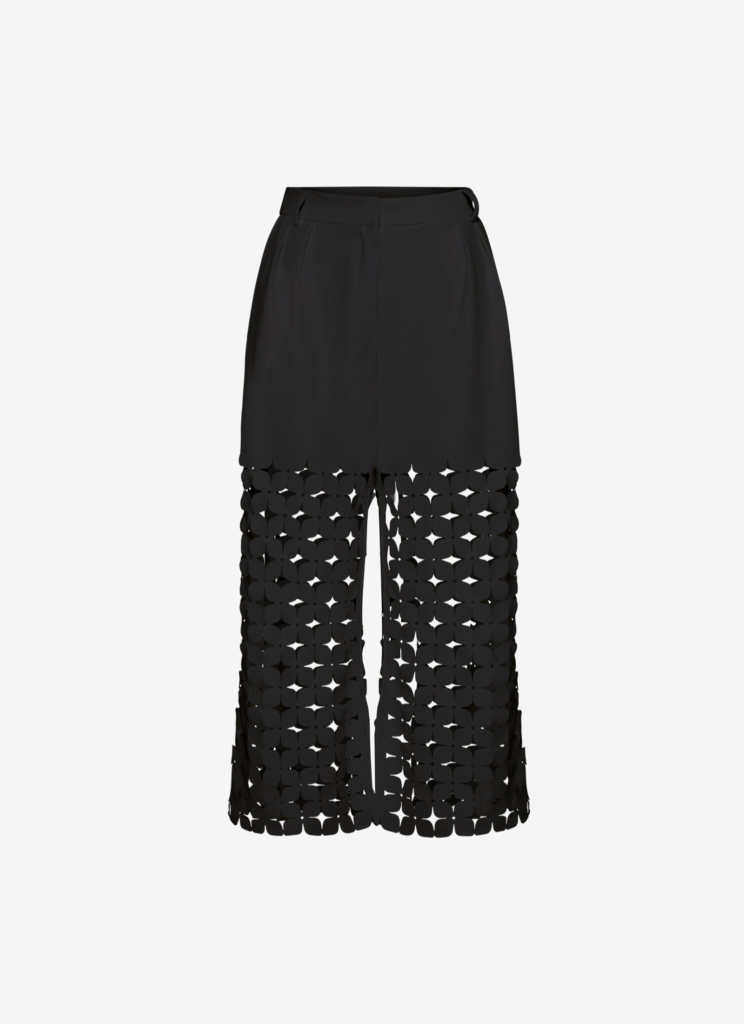 Cropped Pleated Pants in Black
