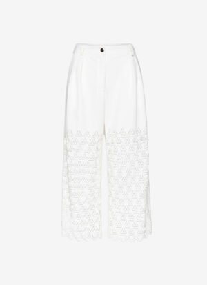 Cropped Pleated Pants in White