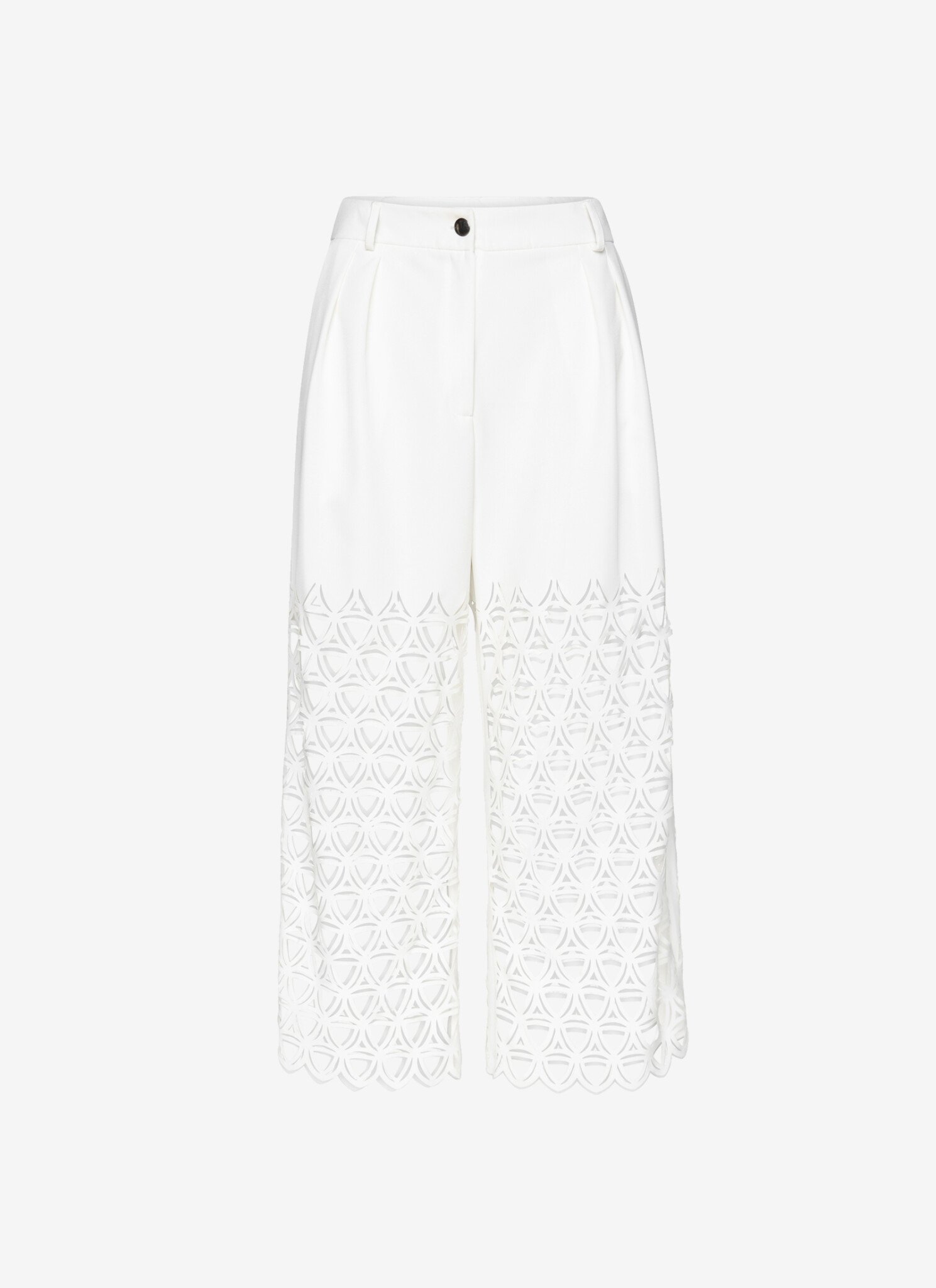 Cropped Pleated Pants in White