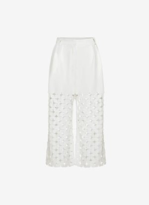 Cropped Pleated Pants in White