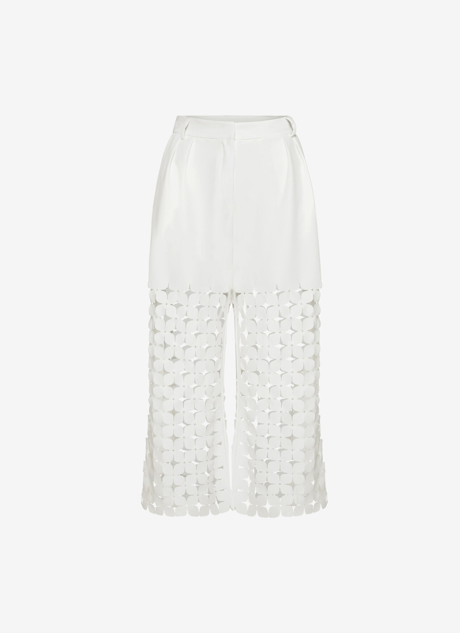 Cropped Pleated Pants in White