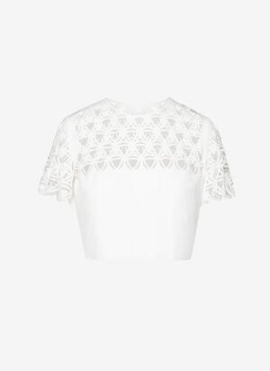 Cropped T-Shirt In White Crepe