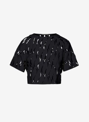 Cropped T-Shirt with Reglan Sleeves In Black