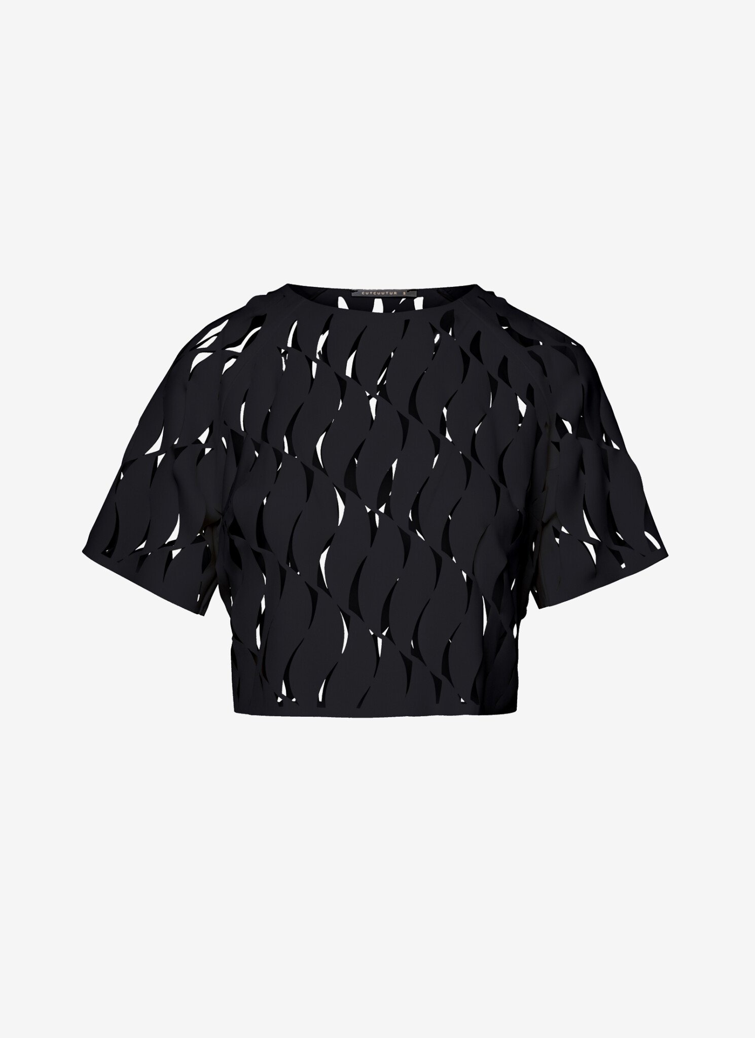 Cropped T-Shirt with Reglan Sleeves In Black