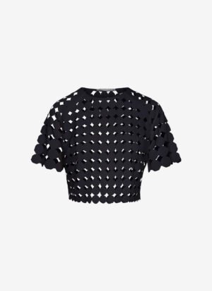 Cropped T-shirt with Reglan Sleeves in Black