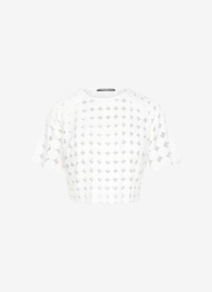 Cropped T-shirt with Reglan Sleeves in White
