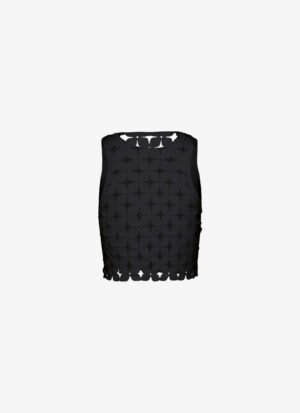 Cropped Tank Top With Laser-Cut Print at Back in Black
