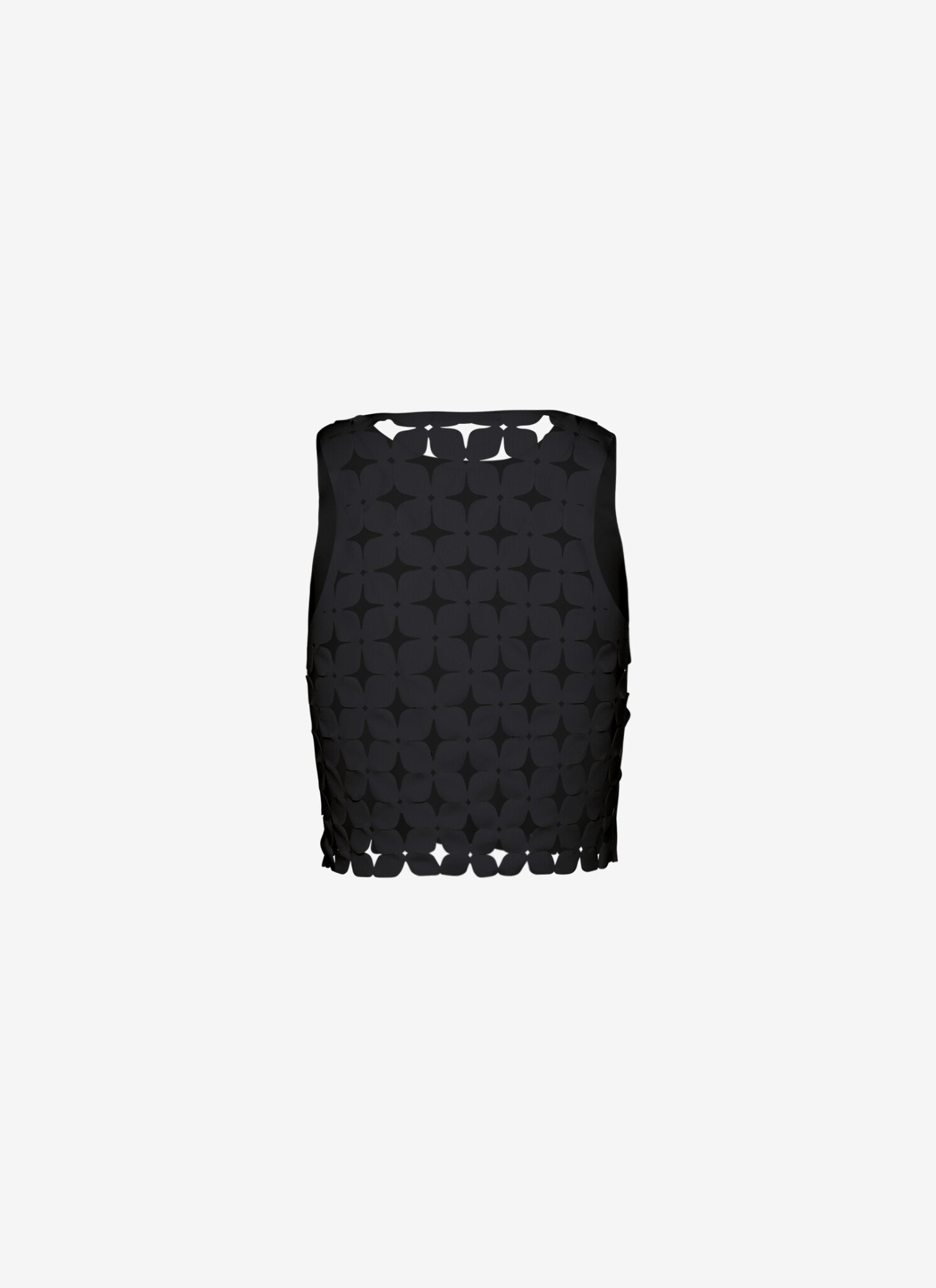 Cropped Tank Top With Laser-Cut Print at Back in Black
