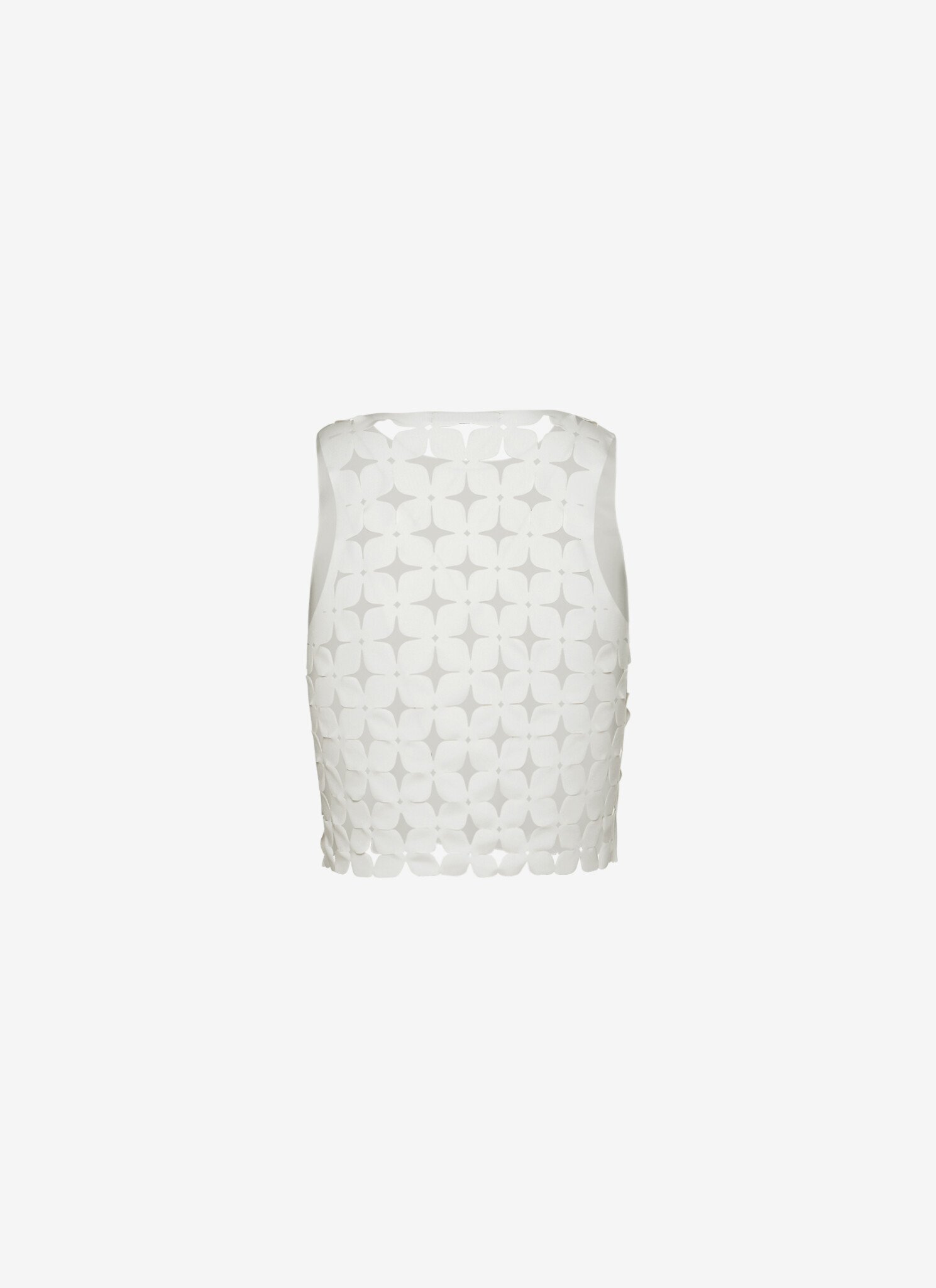 Cropped Tank Top With Laser-Cut Print at Back in White