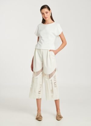 Cropped Wide-Leg Pants In White