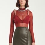 Crystal Embellished Brallete Top In Burgundy