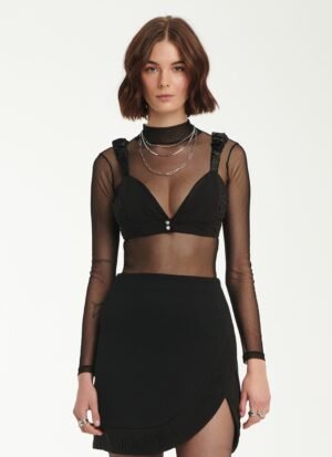 Crystal embellished Brallete Top In Black
