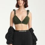 Crystal embellished Brallete Top In Khaki