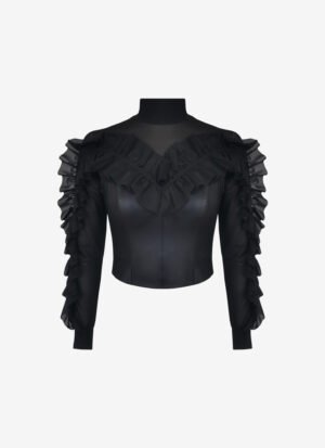 Eco-Leather Long-Sleeved Top