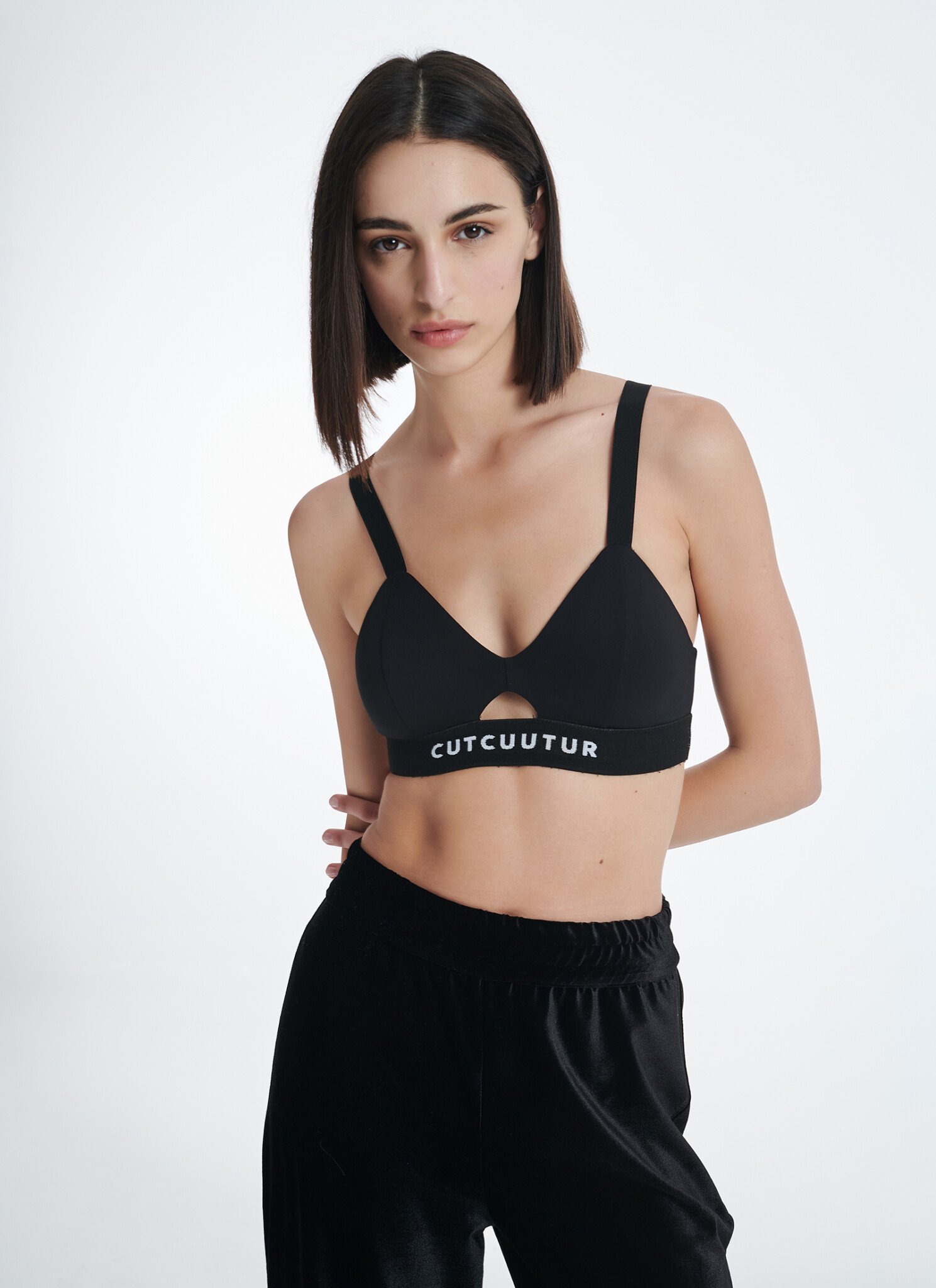 Logo Bralette Top in Black