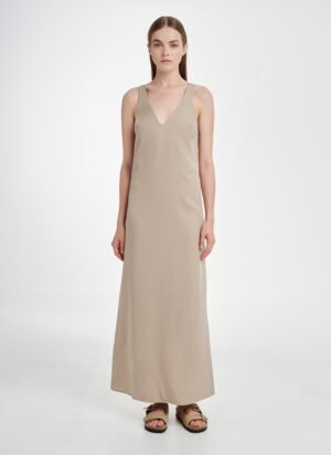 Logo Dress in Taupe