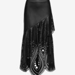 Long Leather Skirt in Black