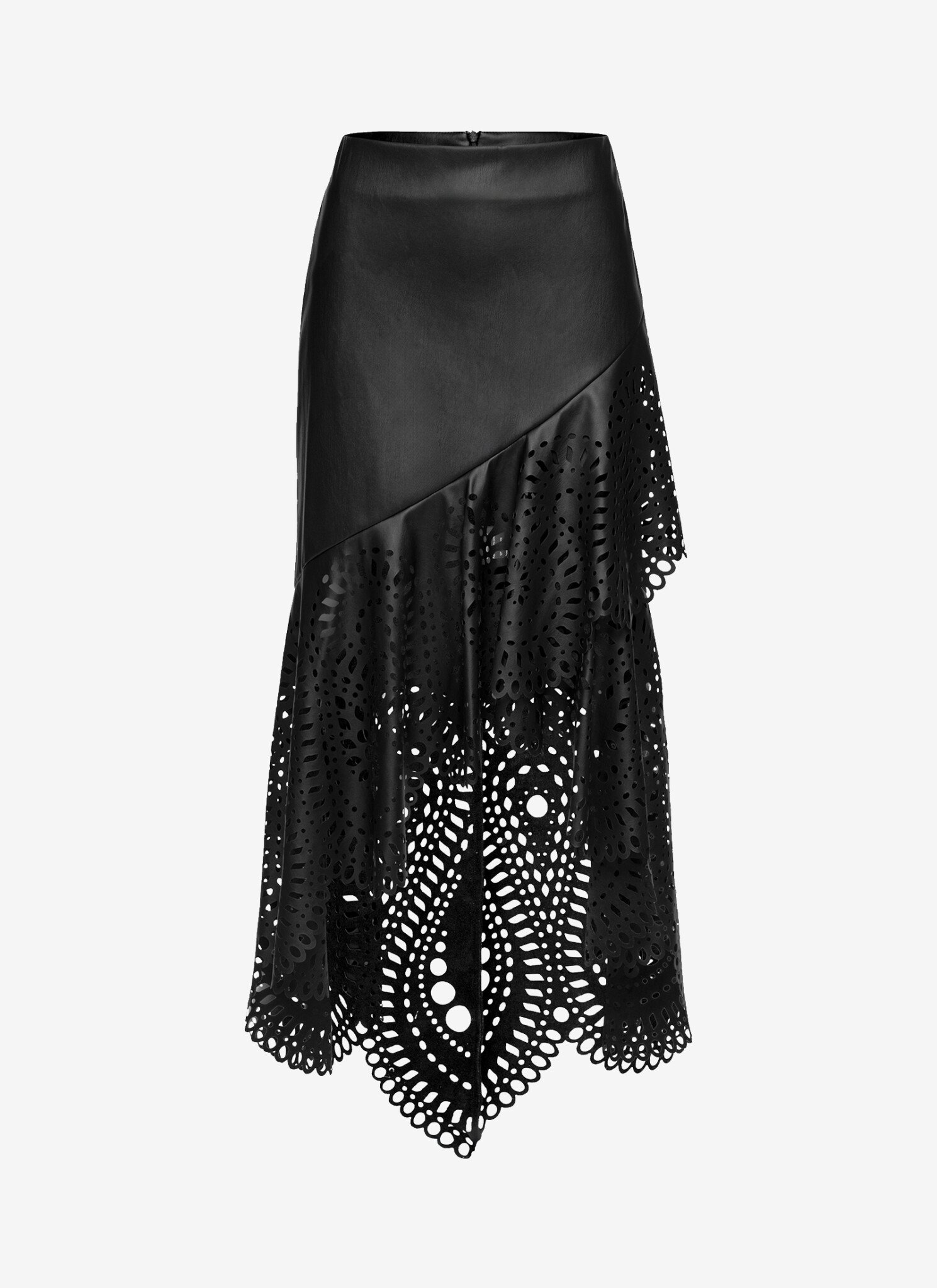 Long Leather Skirt in Black