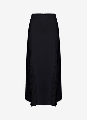 Long Skirt with Mesh Details in Black