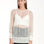 Long-Sleeve Top In White Tulle