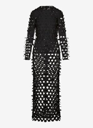 Long Sleeved Column Dress in Black