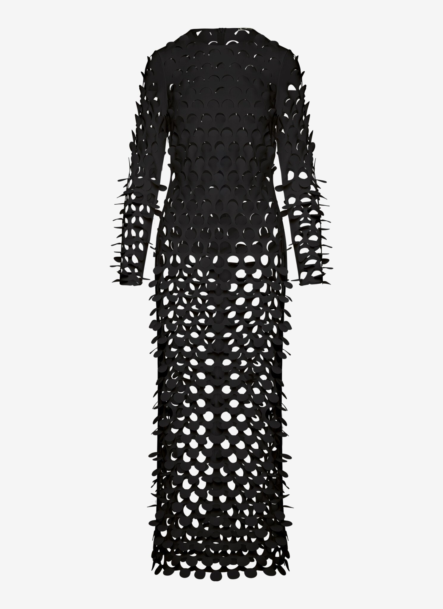 Long Sleeved Column Dress in Black