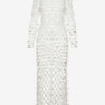 Long Sleeved Column Dress in White