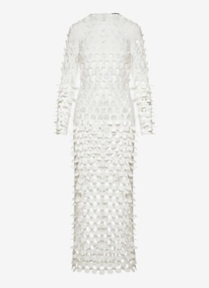 Long Sleeved Column Dress in White