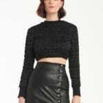 Long Sleeved Cropped Top In Black