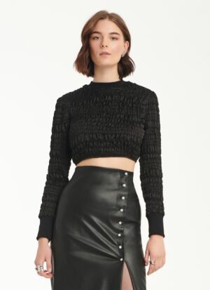Long Sleeved Cropped Top In Black