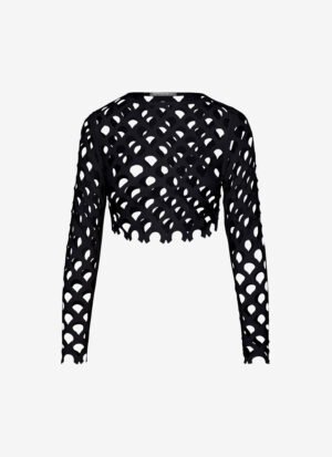 Long Sleeved Cropped Top in Black