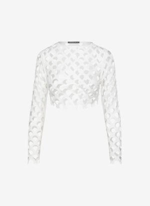 Long Sleeved Cropped Top in White