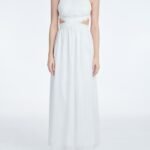 Maxi Dress with Chiffon Skirt in White