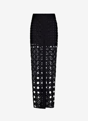 Maxi Skirt with Front Slit in Black