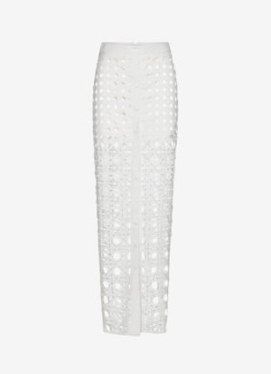 Maxi Skirt with Front Slit in White