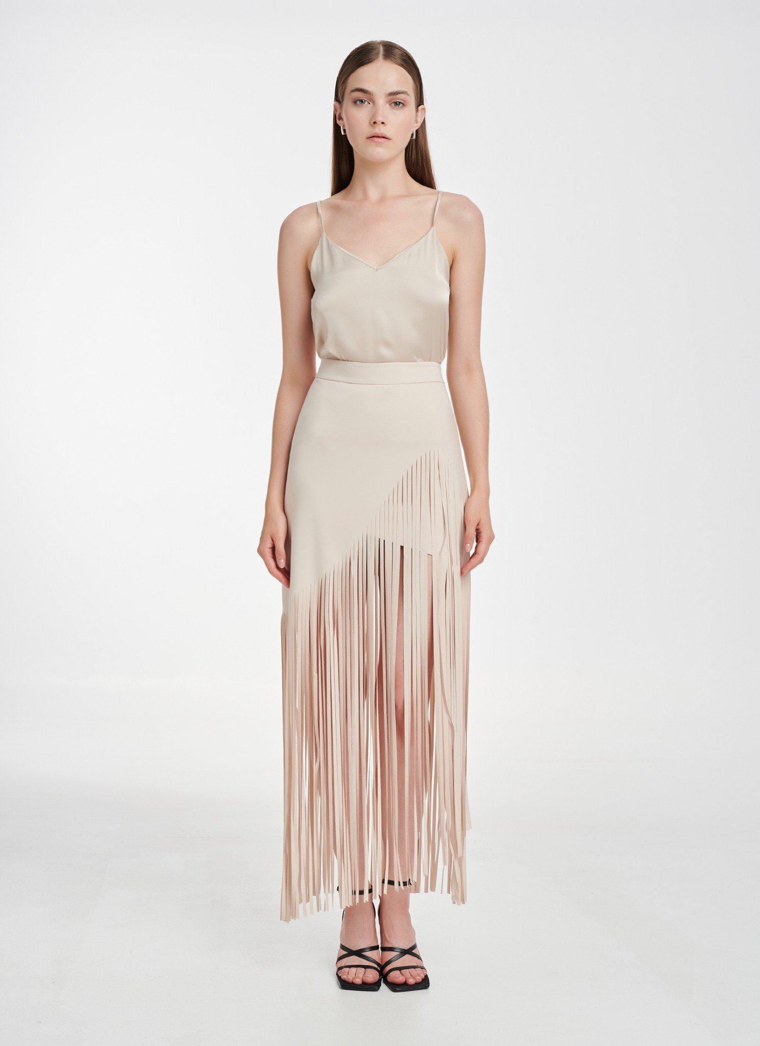 Maxi Wrap Skirt in Beige