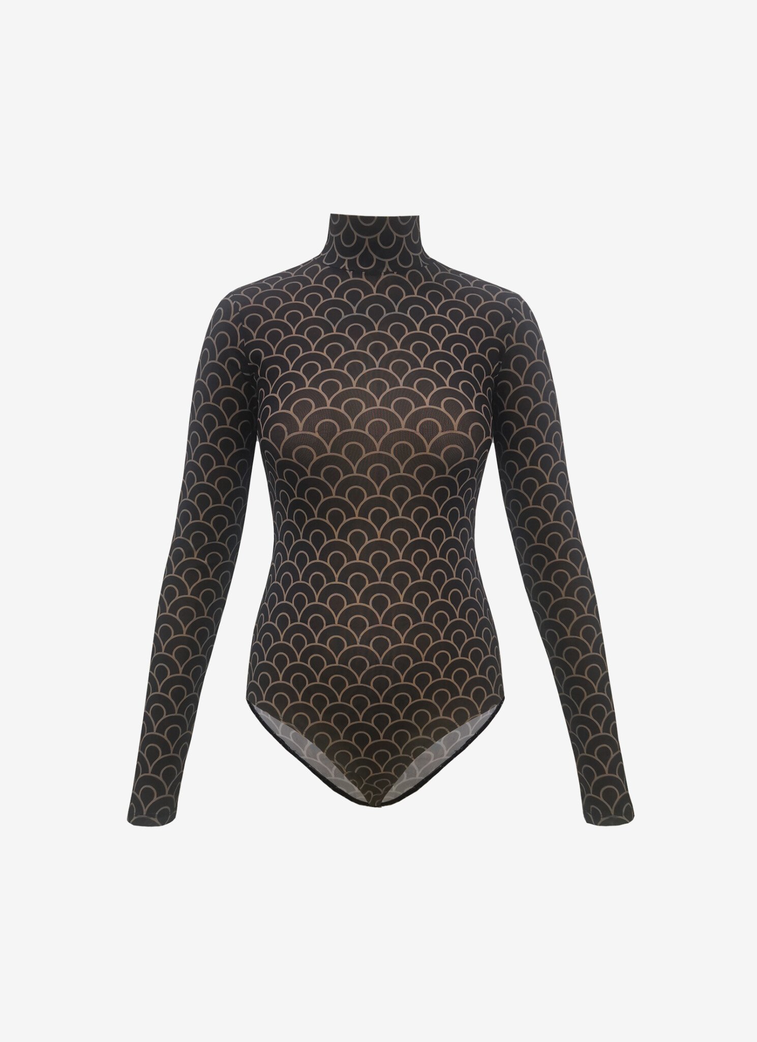 Mesh Printed Bodysuit In Black