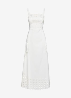 Midi A-Line Dress in White