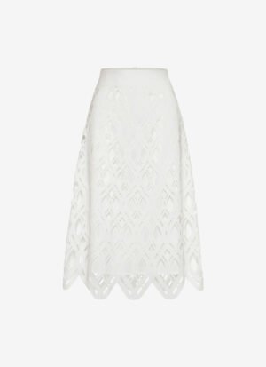 Midi A-Line Skirt in White