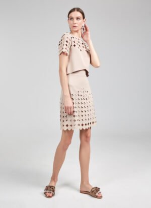 Mini A-Line Skirt In Nude Rayon