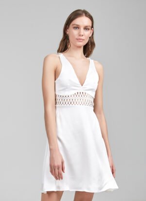 Mini Dress In White Silk